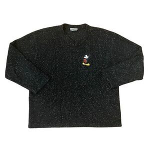 Walt Disney World Vintage Mickey Black Speckled Sweater Small Made in USA